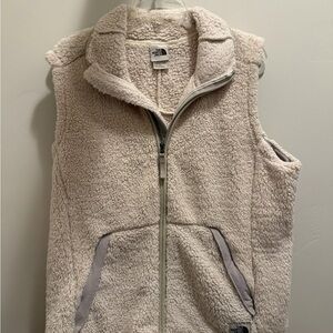 The North Face Cream Sherpa Vest with Zip